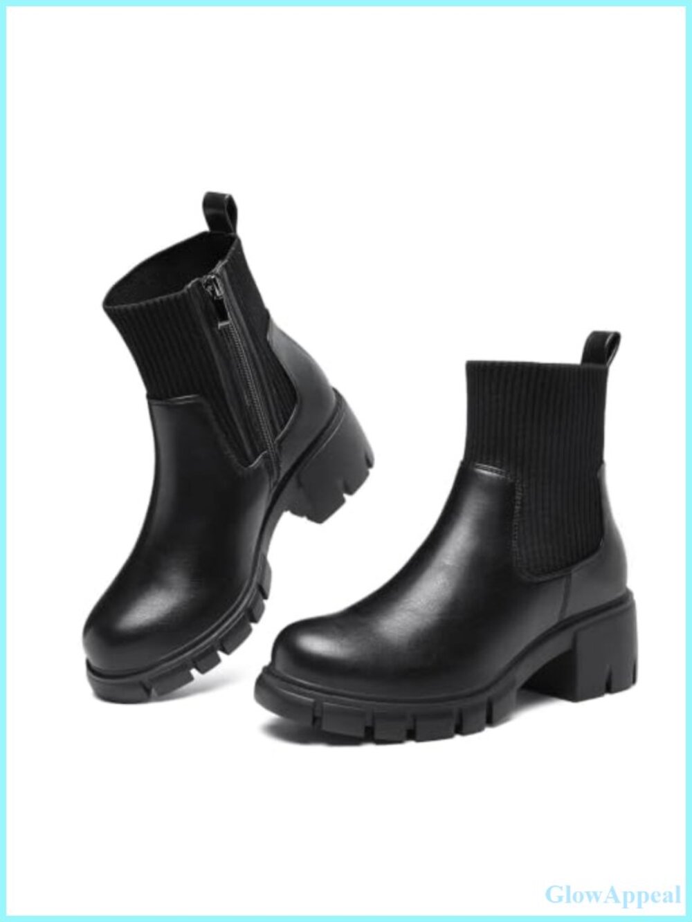 Womens Chelsea Ankle Booties Chunky Block Heel Platform Lug Sole